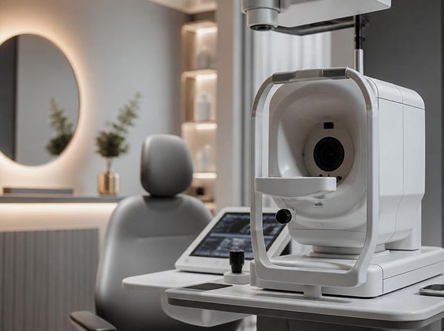 Avanceret øjendiagnostisk udstyr i en moderne klinik