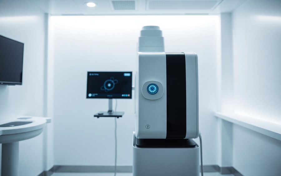 VisuMax Pro femtosekund-laser fra Zeiss opstillet i operationsstuen hos Maison La Vue - anvendes til SMILE og FS-LASIK synskorrigering